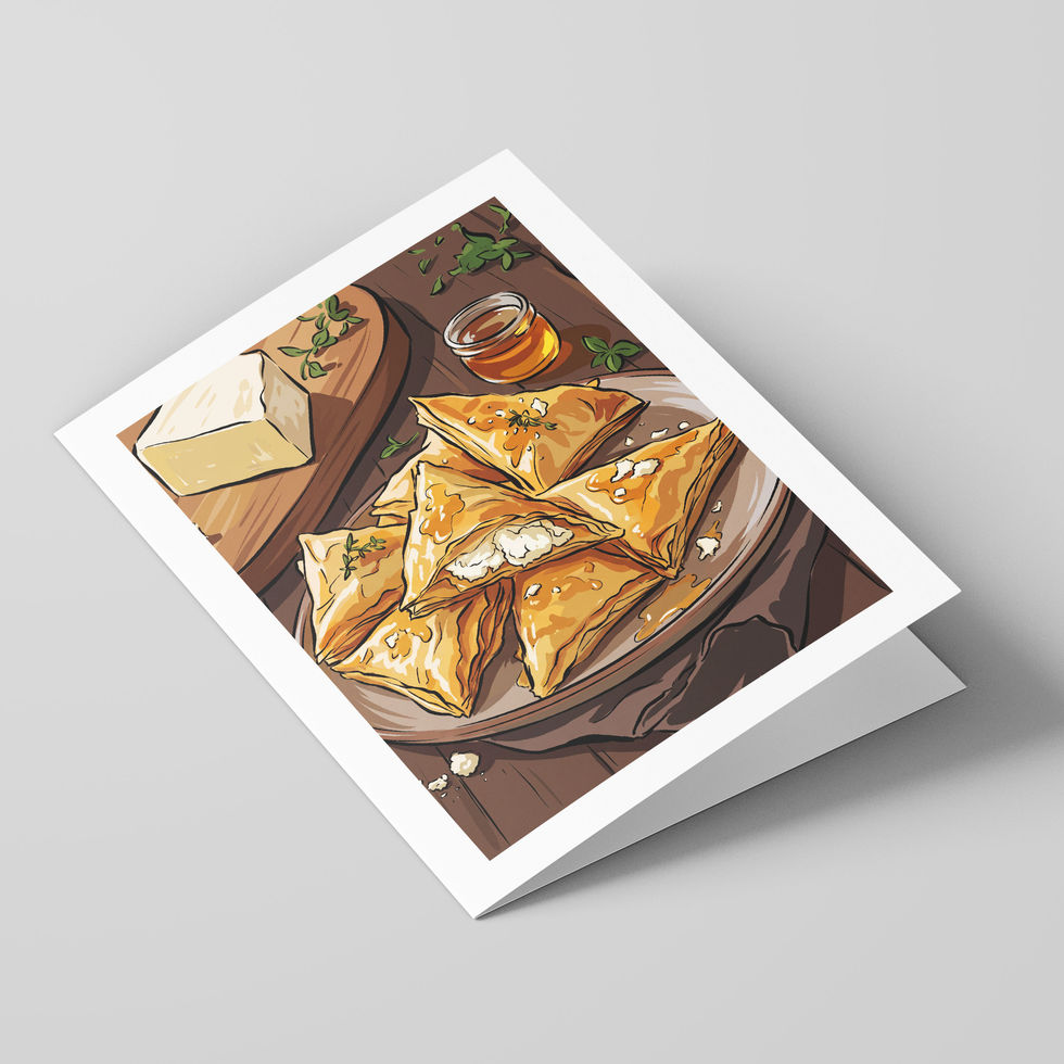 Poster Shop Boys Tiropita illustrated greeting card, front of the card. Shop now