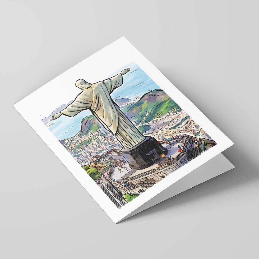Poster Shop Boys Rio de Janeiro - Christ the Redeemer illustrated greeting card, front of the card. Shop now