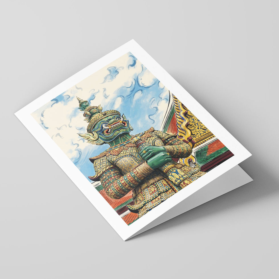 Poster Shop Boys Bangkok - Grand Palace illustrated greeting card, front of the card. Shop now