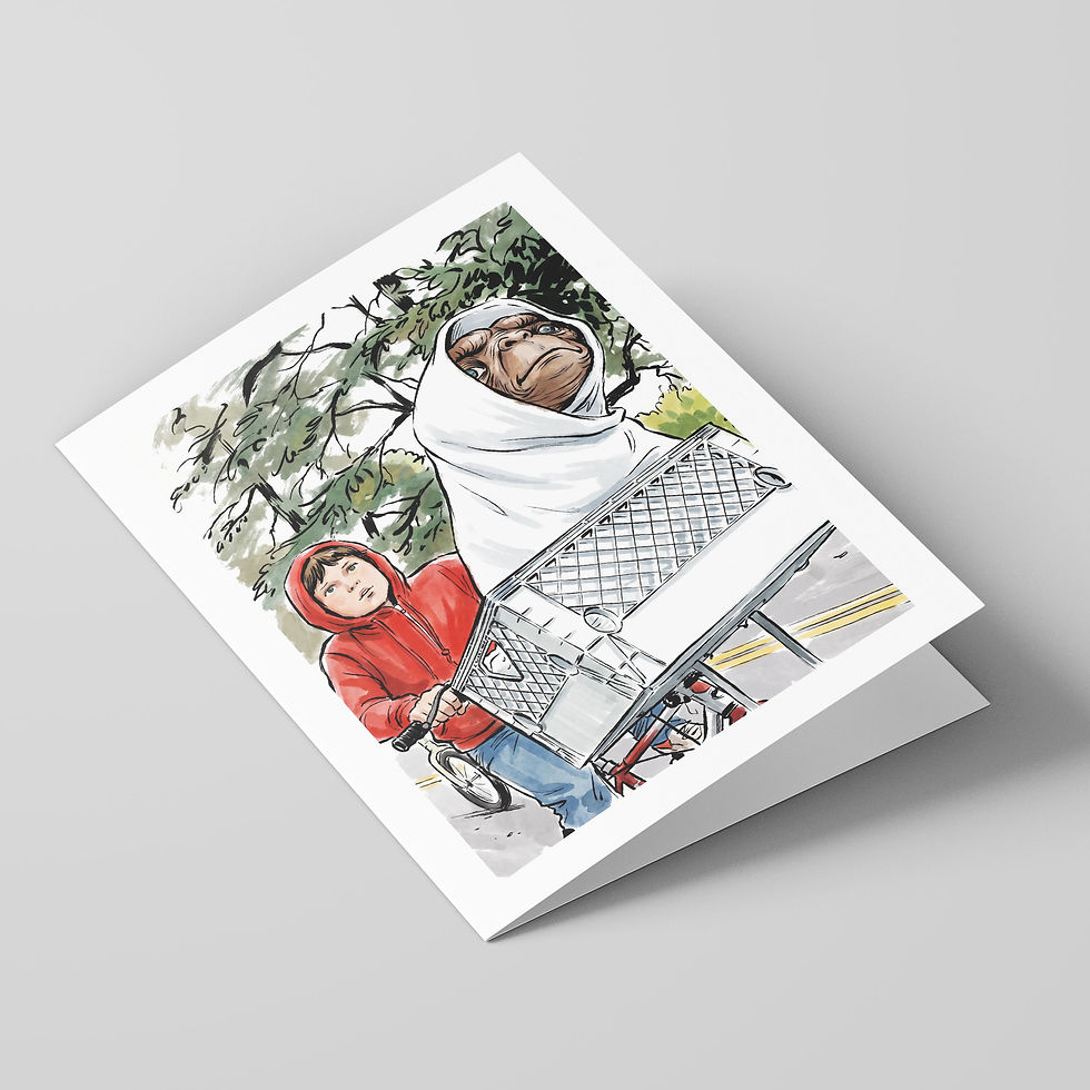 Poster Shop Boys E.T. - The Extra-Terrestrial illustrated greeting card, front of the card. Shop now