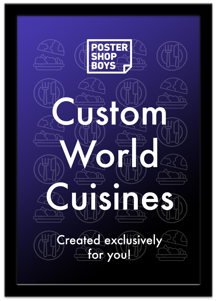 Custom illustrated world cuisines poster created exclusively for you — original food art print, Poster Shop Boys