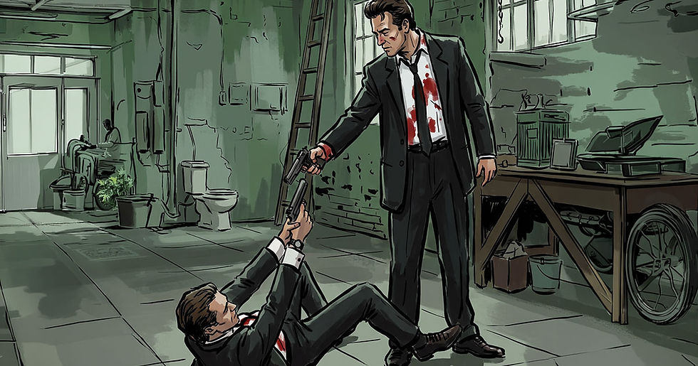 Reservoir Dogs Illustrated Poster UK: Why Tarantino's Debut Still Earns Wall Space — original mid-century illustrated movie poster displayed in a styled interior setting by Poster Shop Boys, printed on 200gsm premium matte paper