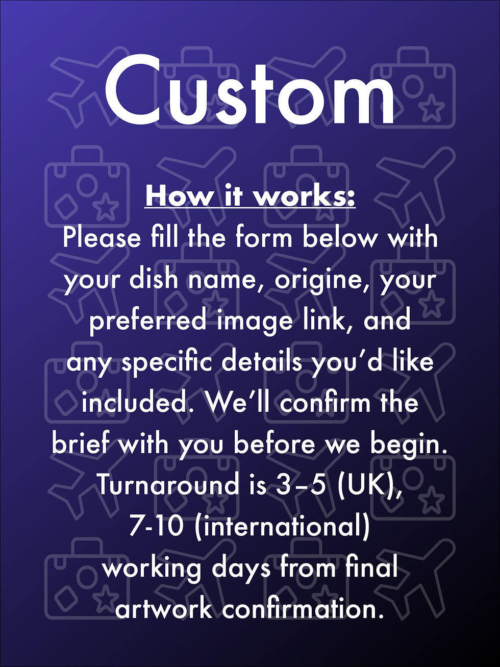 Custom illustrated world cuisines poster created exclusively for you — original food art print, Poster Shop Boys
