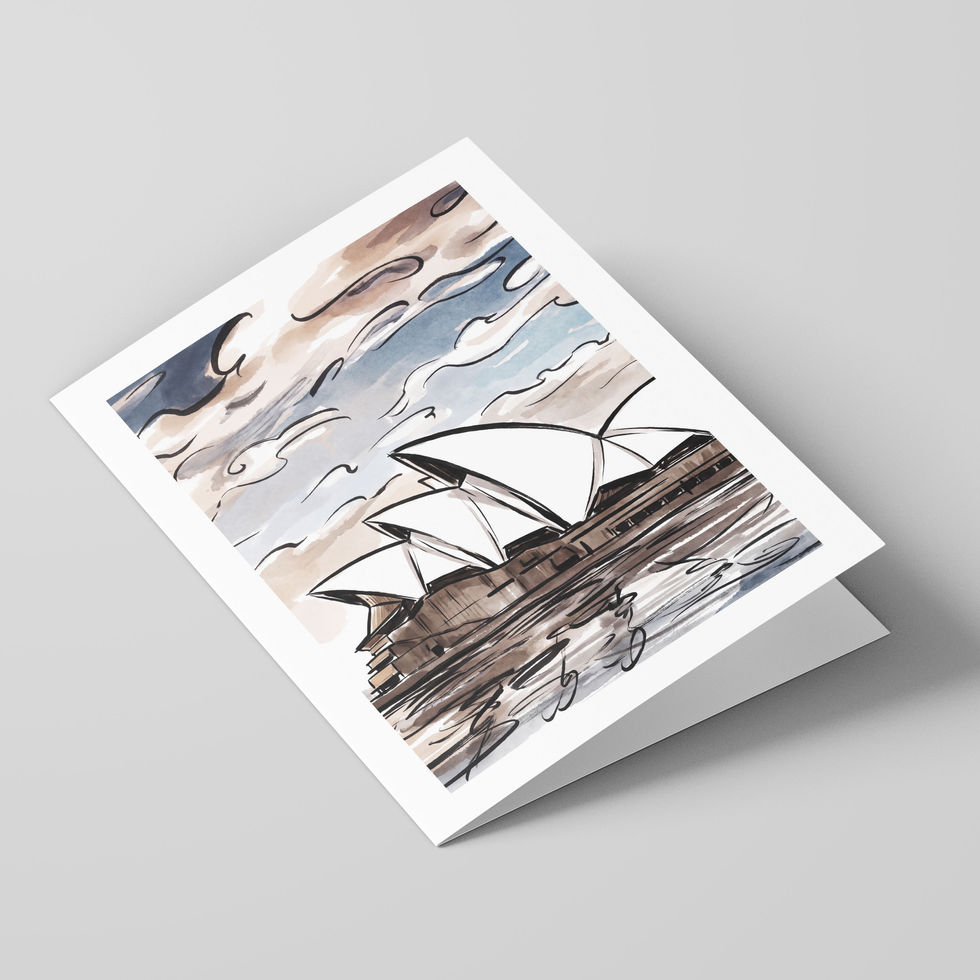 Poster Shop Boys Sydney - Opera House illustrated greeting card, front of the card. Shop now