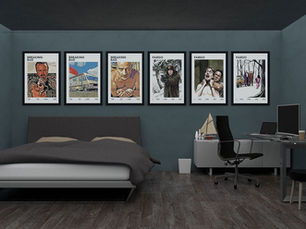 Illustrated Movie Poster Artwork: Why Original Prints Beat Film Stills Every Time — original mid-century illustrated movie poster displayed in a styled interior setting by Poster Shop Boys, printed on 200gsm premium matte paper