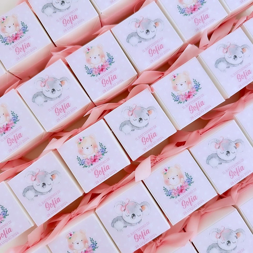 Miniatura: Scatoline cubo personalizzate con confetti al cioccolato