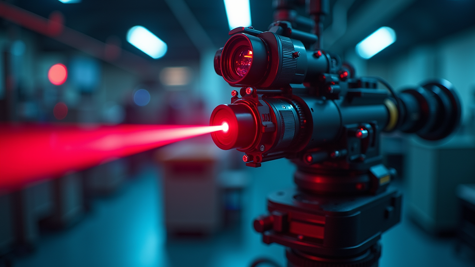 Eye-level view of a high-power laser system with integrated optical components