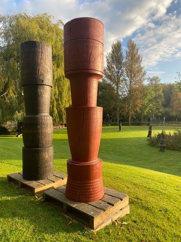 Simon Allison, Simon allisn Sculpture, oak, bronze, contemporary sculpture, turned oak, resin, pallet, pallet art