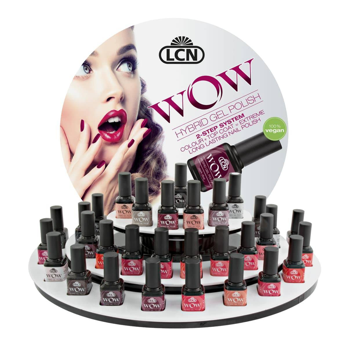 LCN WOW display for 30 colours + Top Coat, stocked in an assortment of 1 + teste
