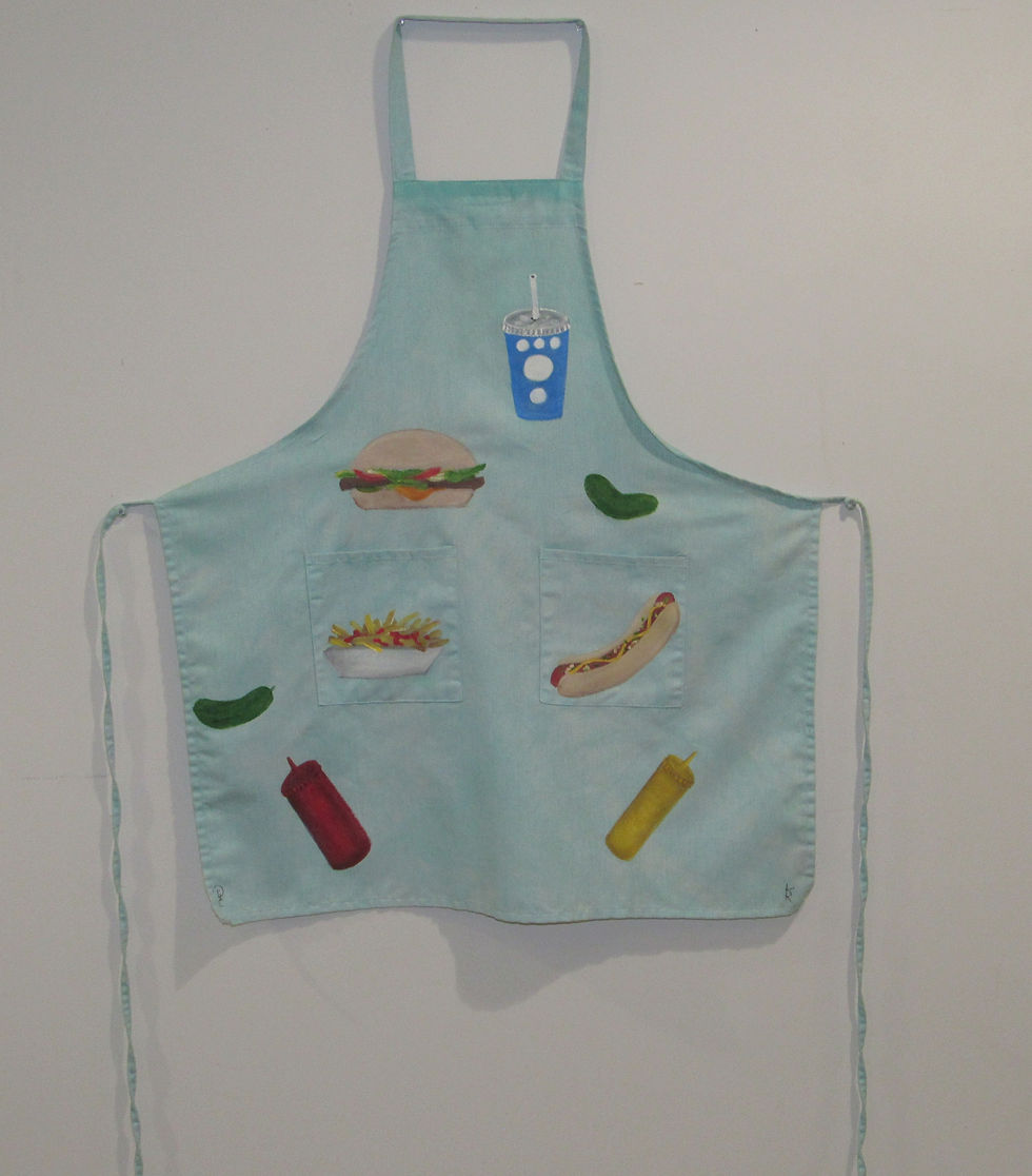 Thumbnail: "Hamburger and Hot dog" hand painted Apron