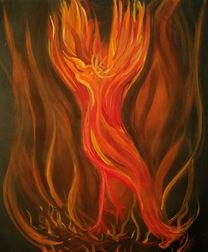 "Phoenix Rising" acrylic painting