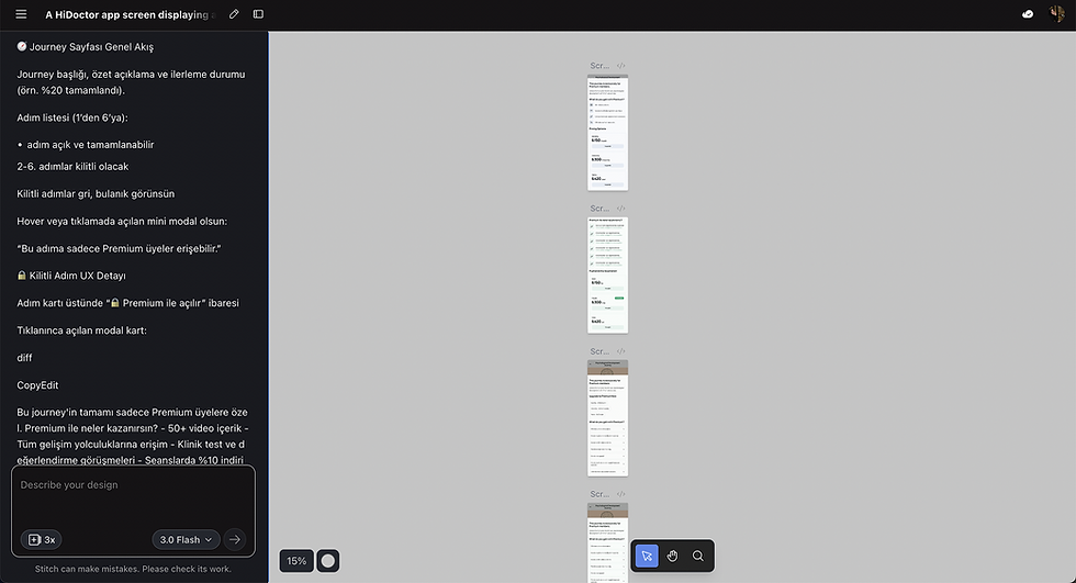 Google Stitch, Early flow exploration