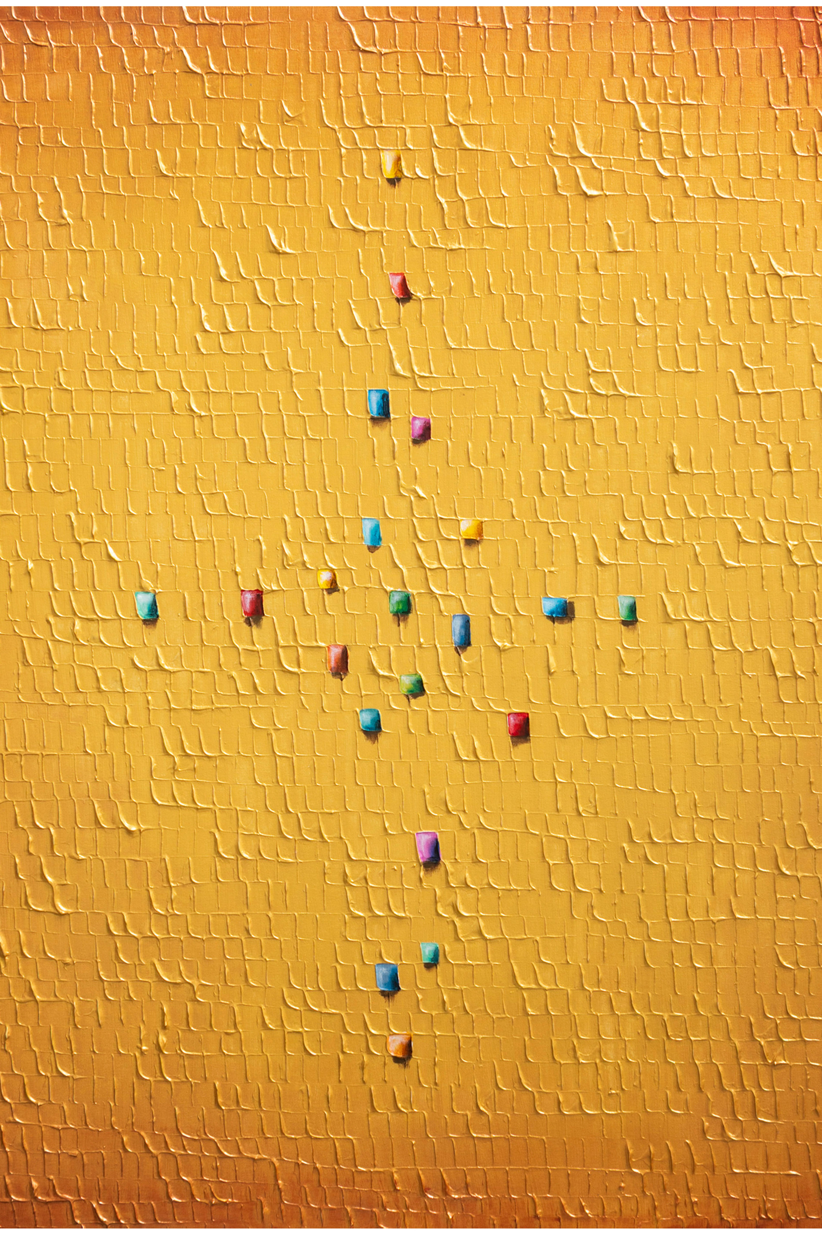 Pixels / Gold / 120 x 120 cm