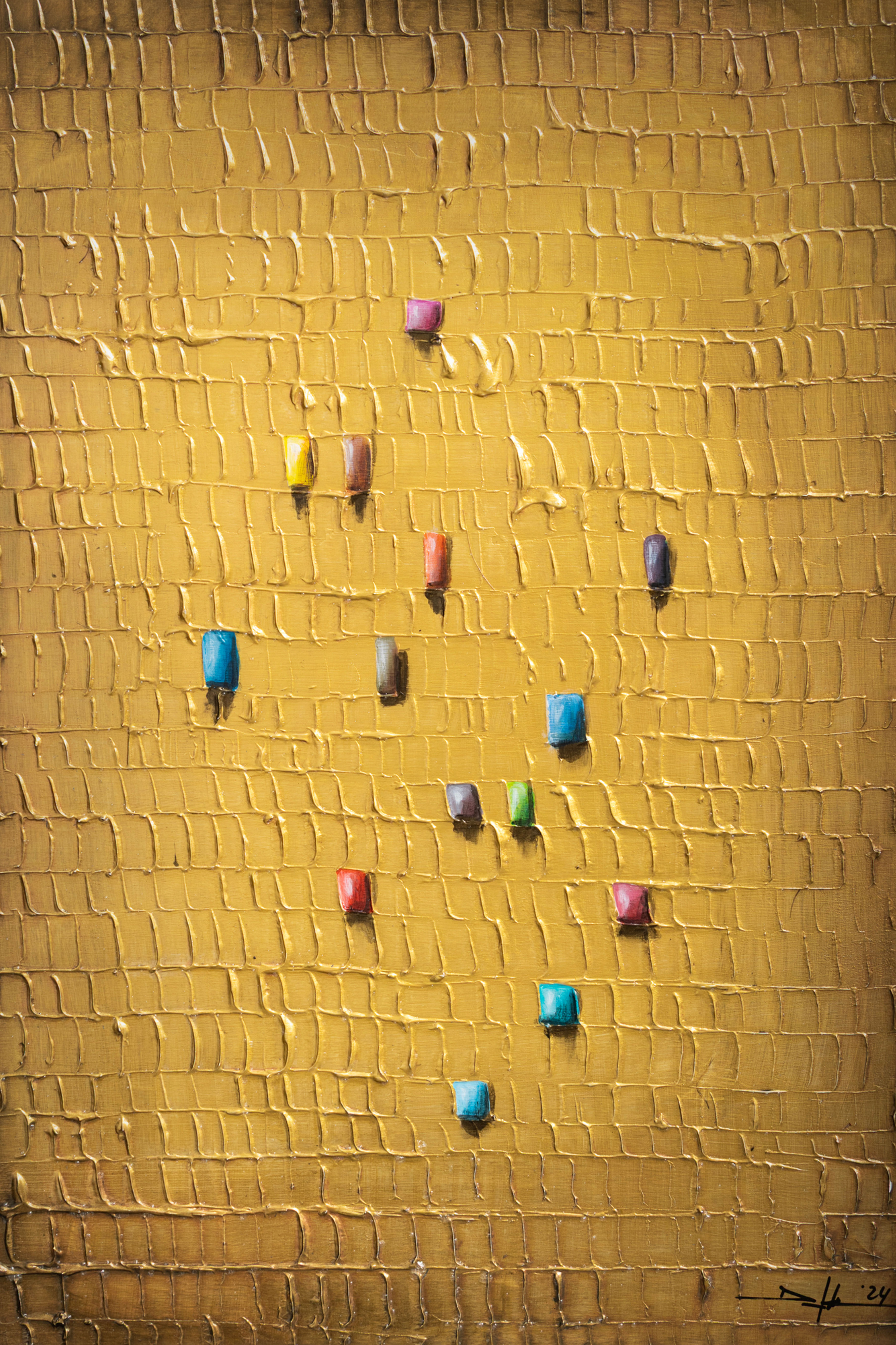Pixels / Gold / 50 x 70 cm