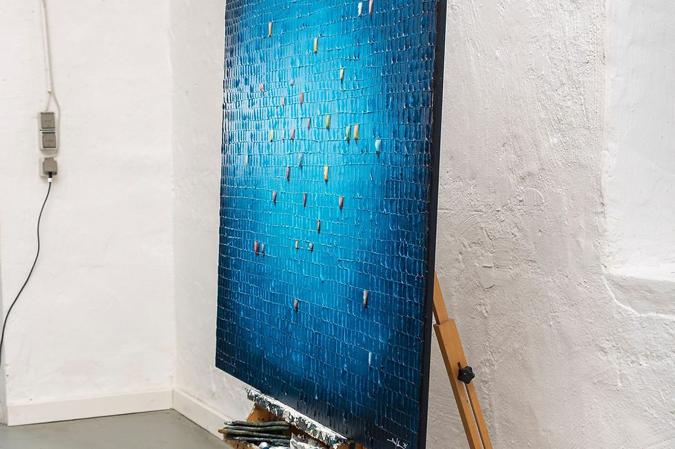 Miniaturbild: Pixels / Blau / 120 x 120 cm