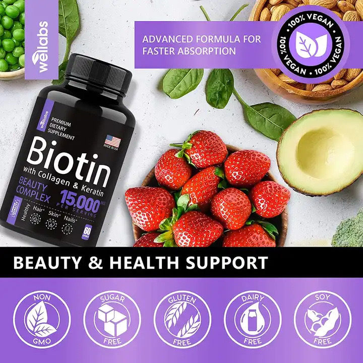Miniatura: Biotin Capsules for Hair and Nail Health with Vitamins