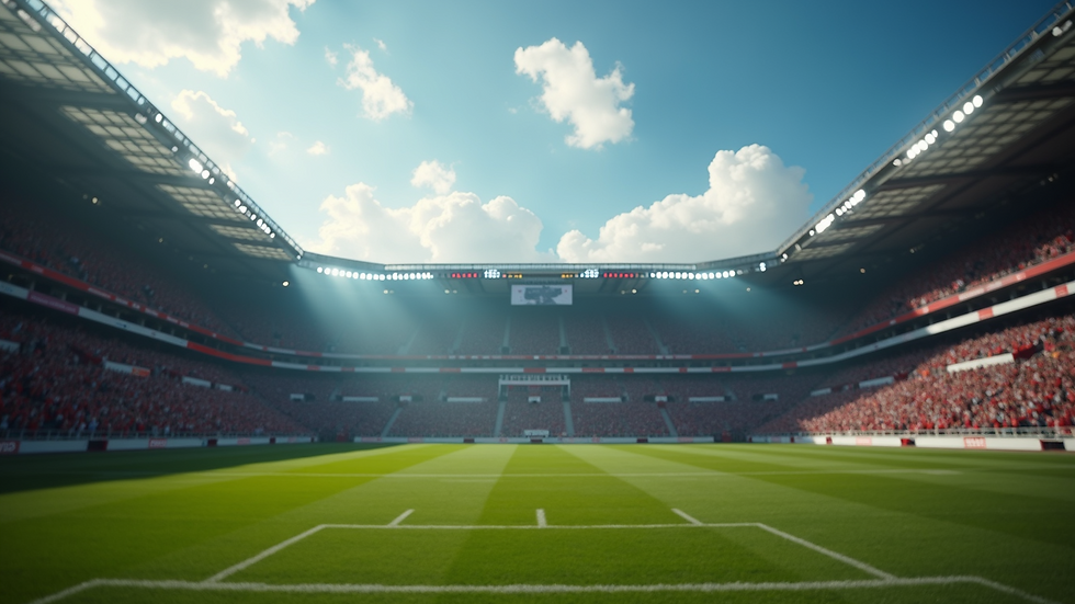 Eye-level view of a football stadium filled with cheering fans