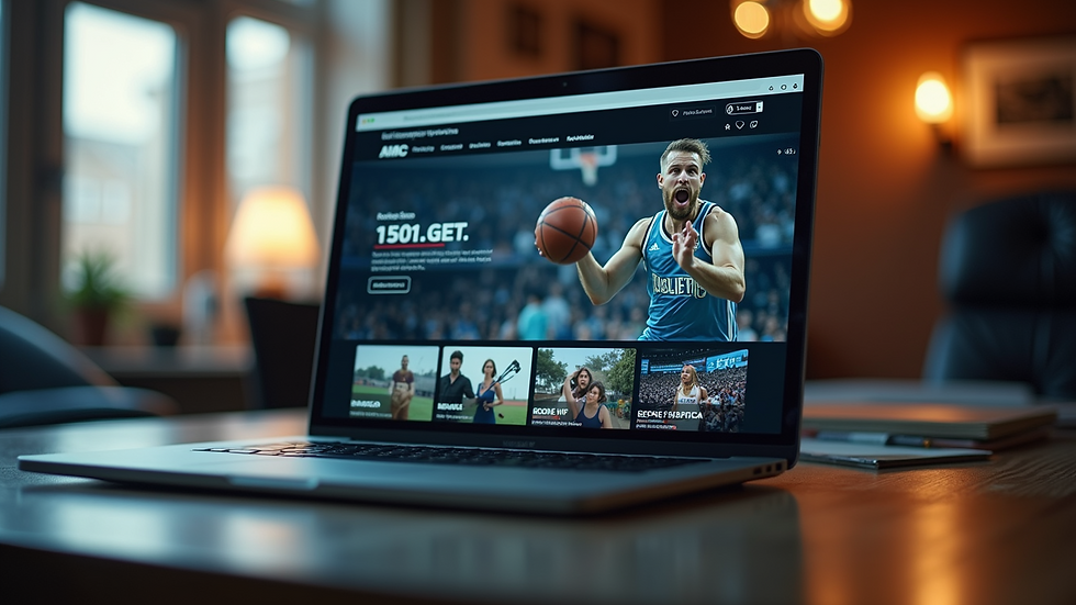 Eye-level view of a sports news website on a laptop screen