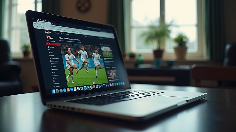 Close-up view of a sports news website on a laptop screen