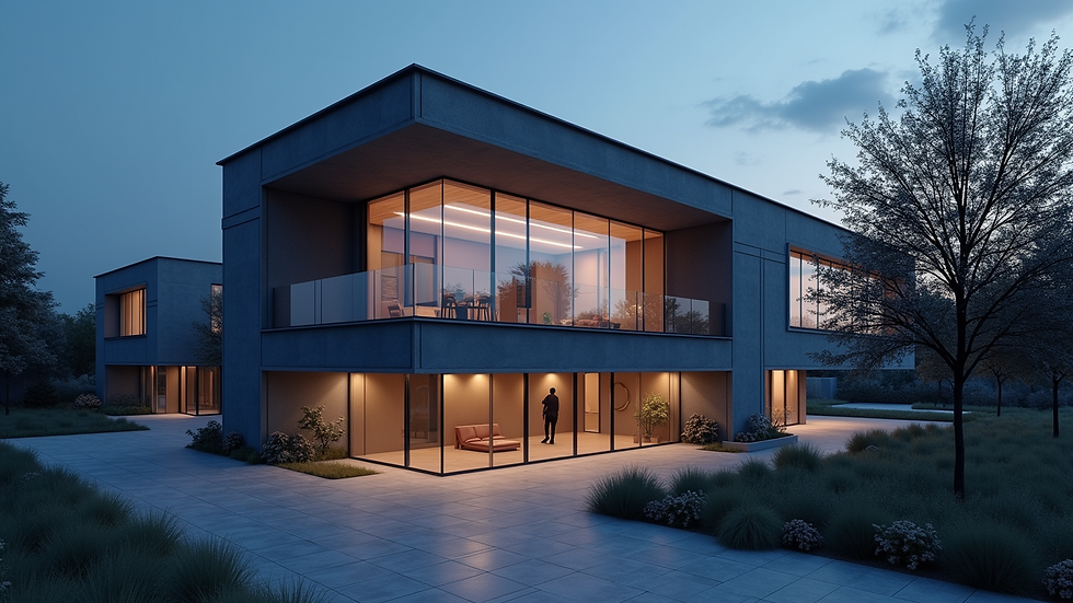 High angle view of police station exterior