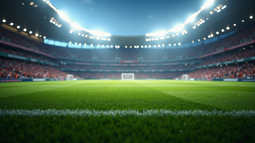 Eye-level view of a football stadium filled with fans during a match