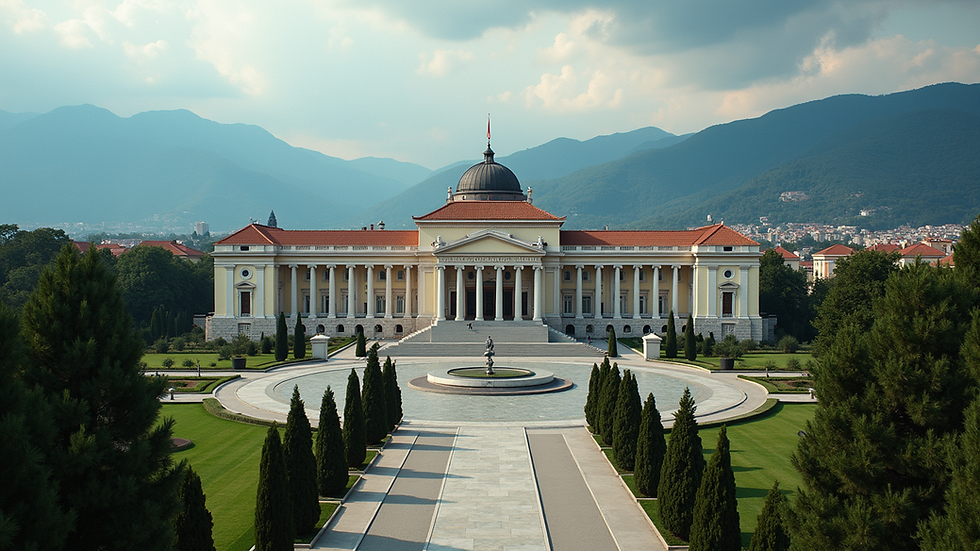 High angle view of Albanian parliament building