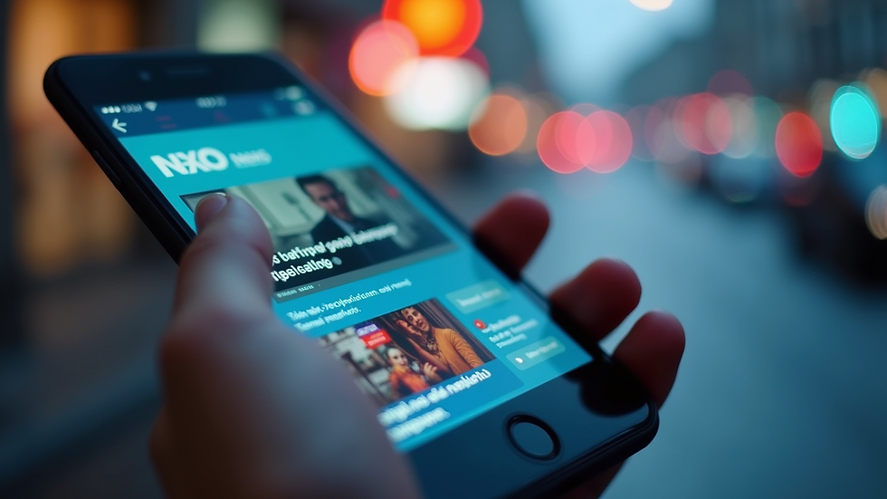 Close-up view of a smartphone screen displaying a news app