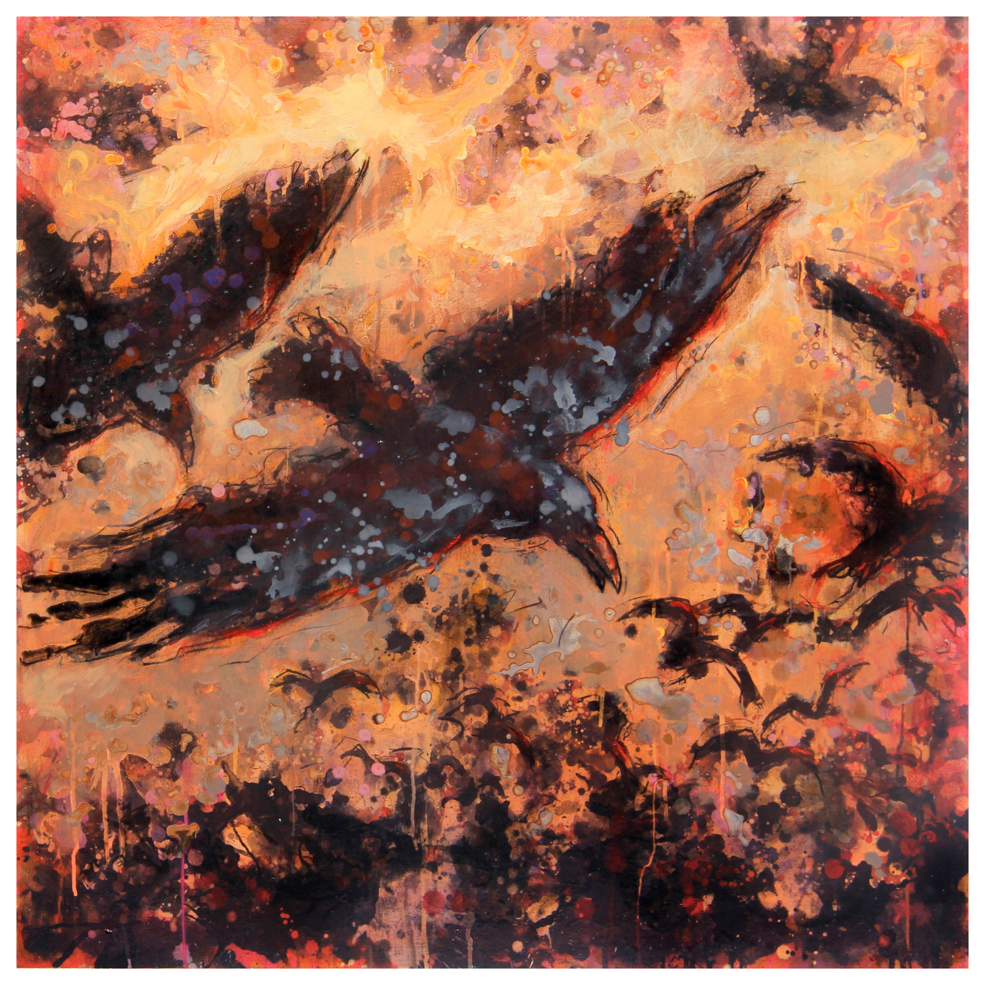 Georges JOUSSAUME “ Van Gogh Corbeaux ocre” Digigraphie 30x30 cm