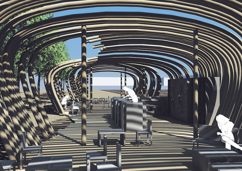 CAD model of inside of food court