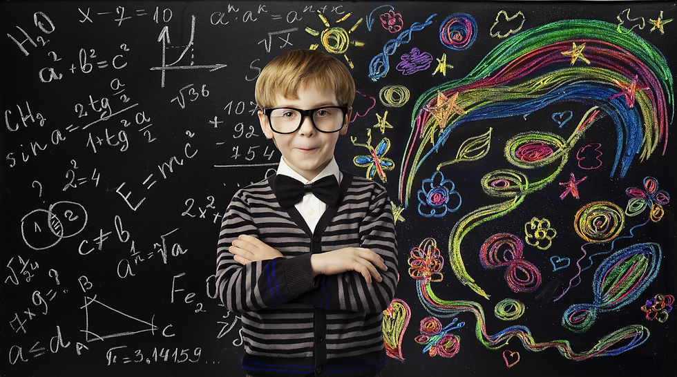 Kid Creativity Education Concept, Child Learning Art Mathematics Formula, School Boy Ideas