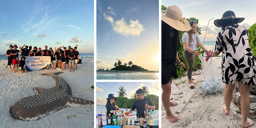 EcoPro Seascape guests Central Atolls Maldives liveaboard May 2026 beach clean-up sunset cocktails group photo