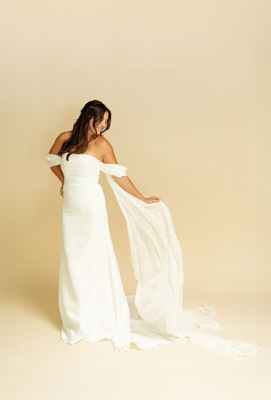 Modern, romantic, fit and flare wedding dress, soft romance, dreamy