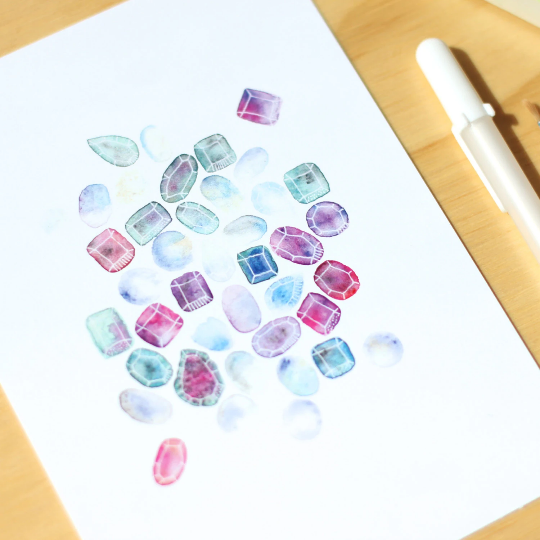 Thumbnail: June Moonstone and Alexandrite Birthstone Print