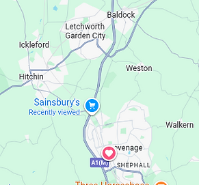 Map of Stevenage and surrounding areas