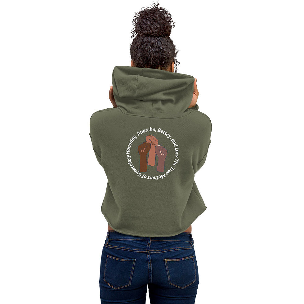 Thumbnail: We Are the Evidence Crop Hoodie (white print)