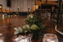 wedding day at Wylam Brewer, Newcastle-Upon-Tyne. foliage runner. foliage garland. foliage aisle decoration. ceremony flowers.