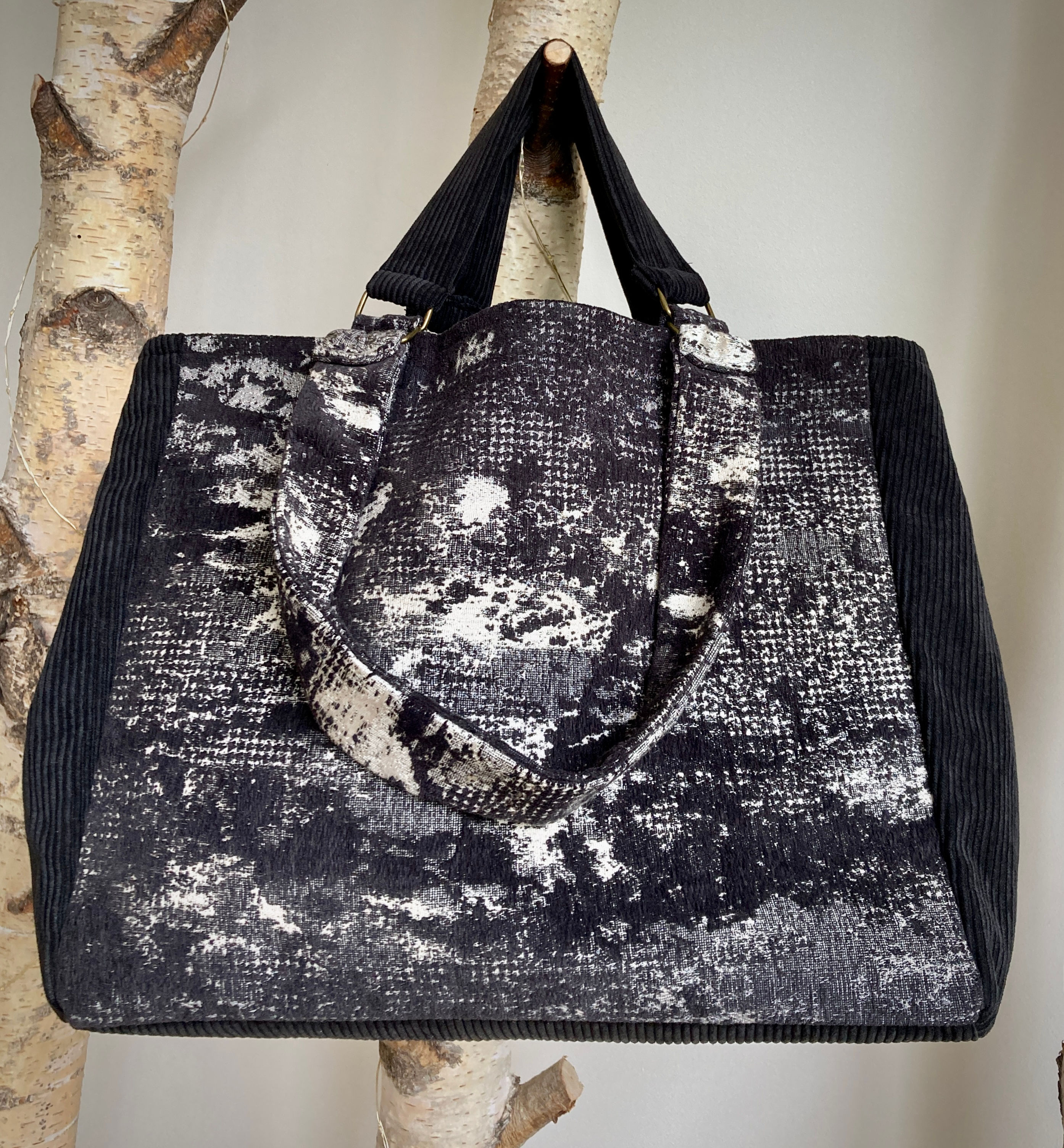 ALBA - Sac Cabas - Velours et brocard - doubles anses