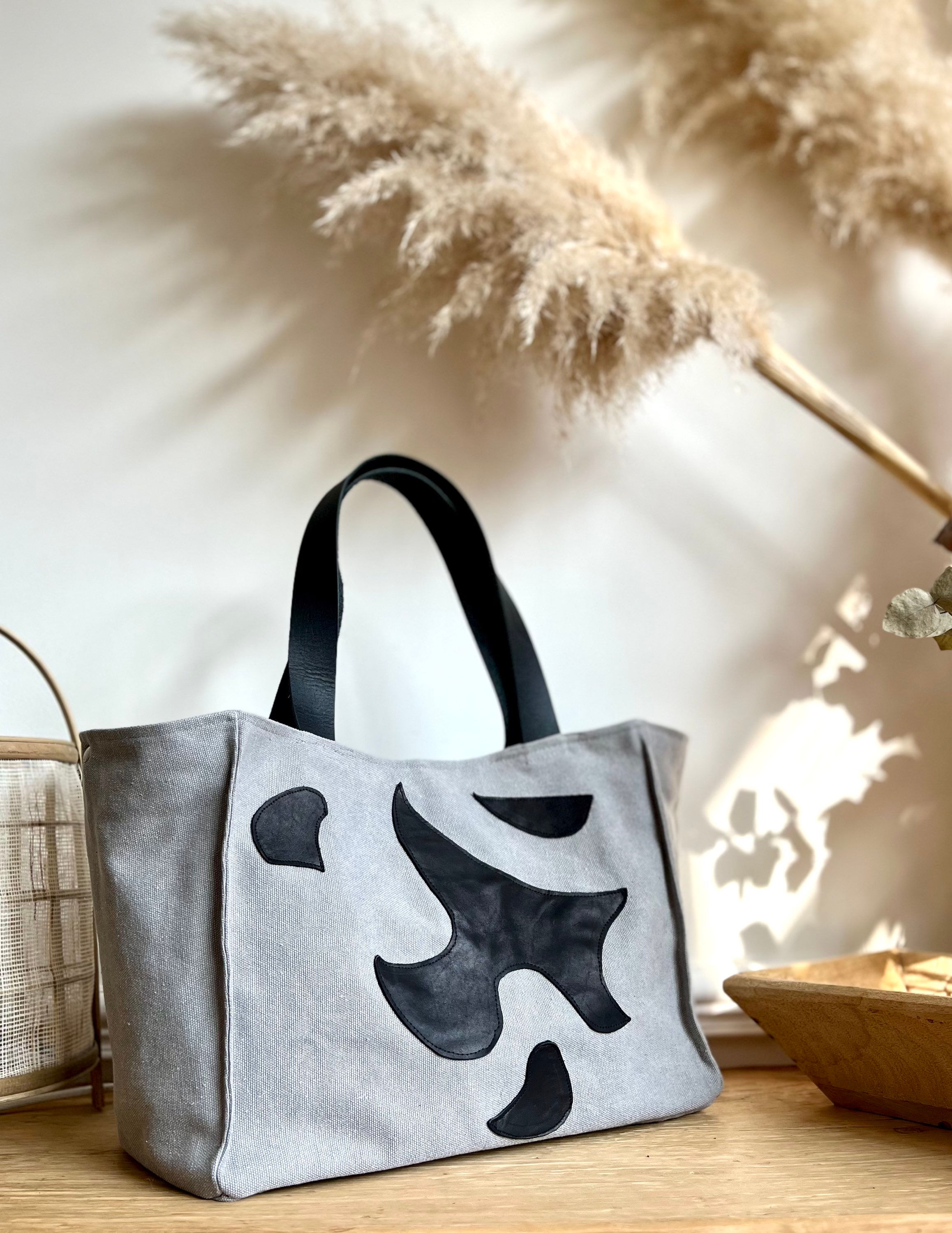 FLOREA - Cabas toile et cuir -