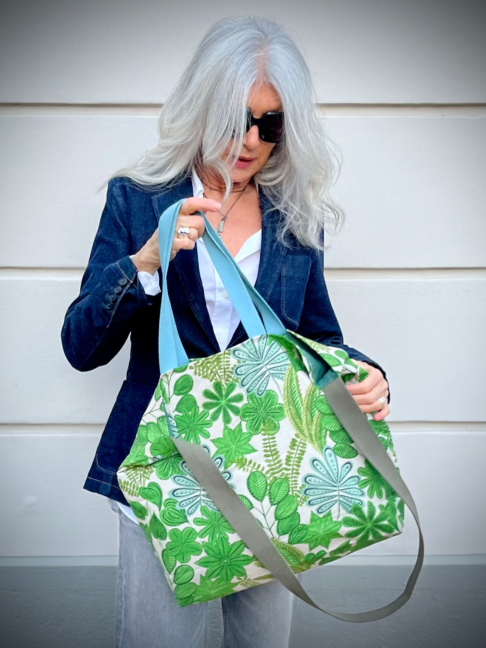 TOTE BAG - grand format - pliable - anses et bandoulière - Mouton crème