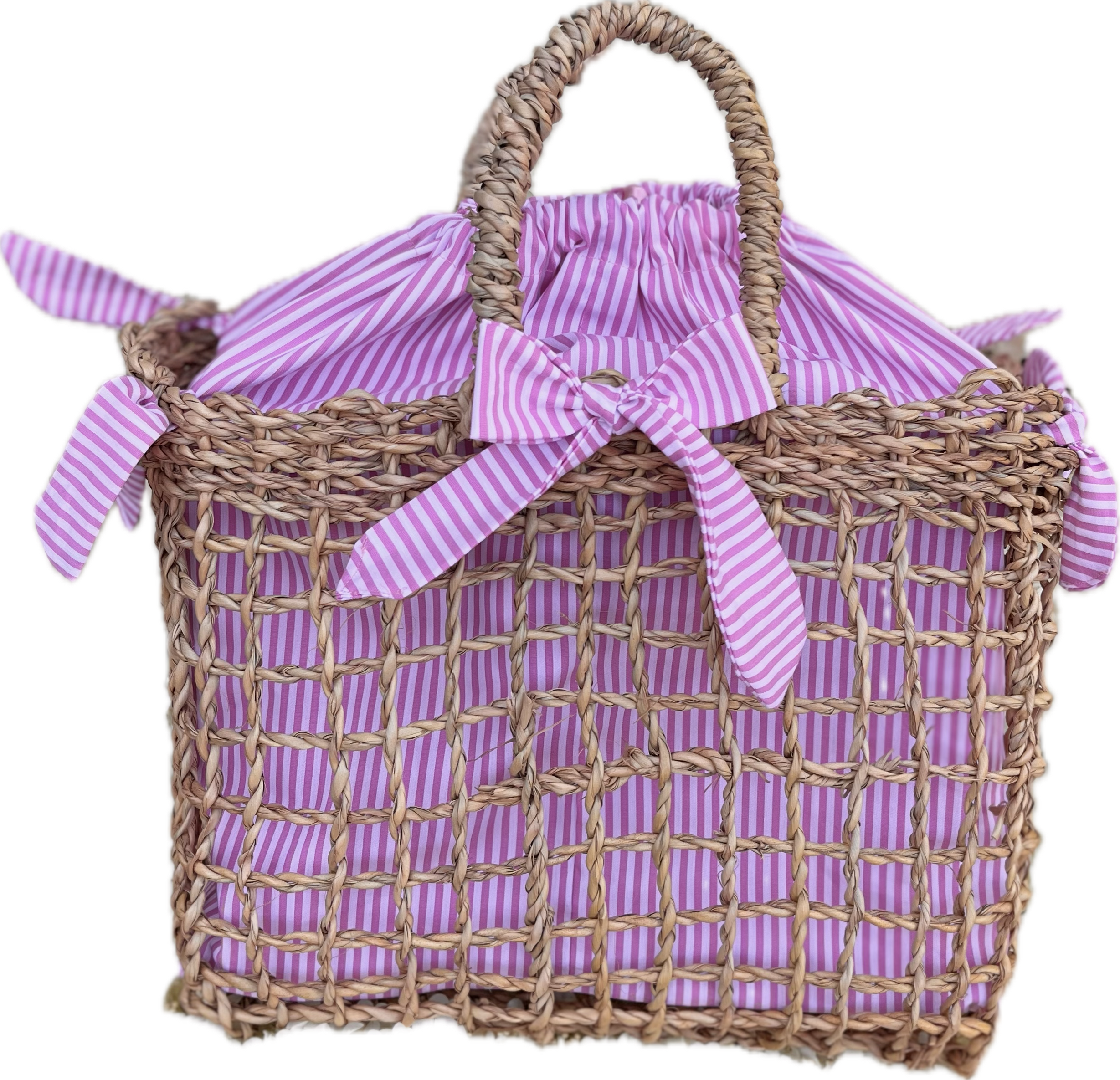COLETTE - Panier en osier avec pochon fantaisie amovible -