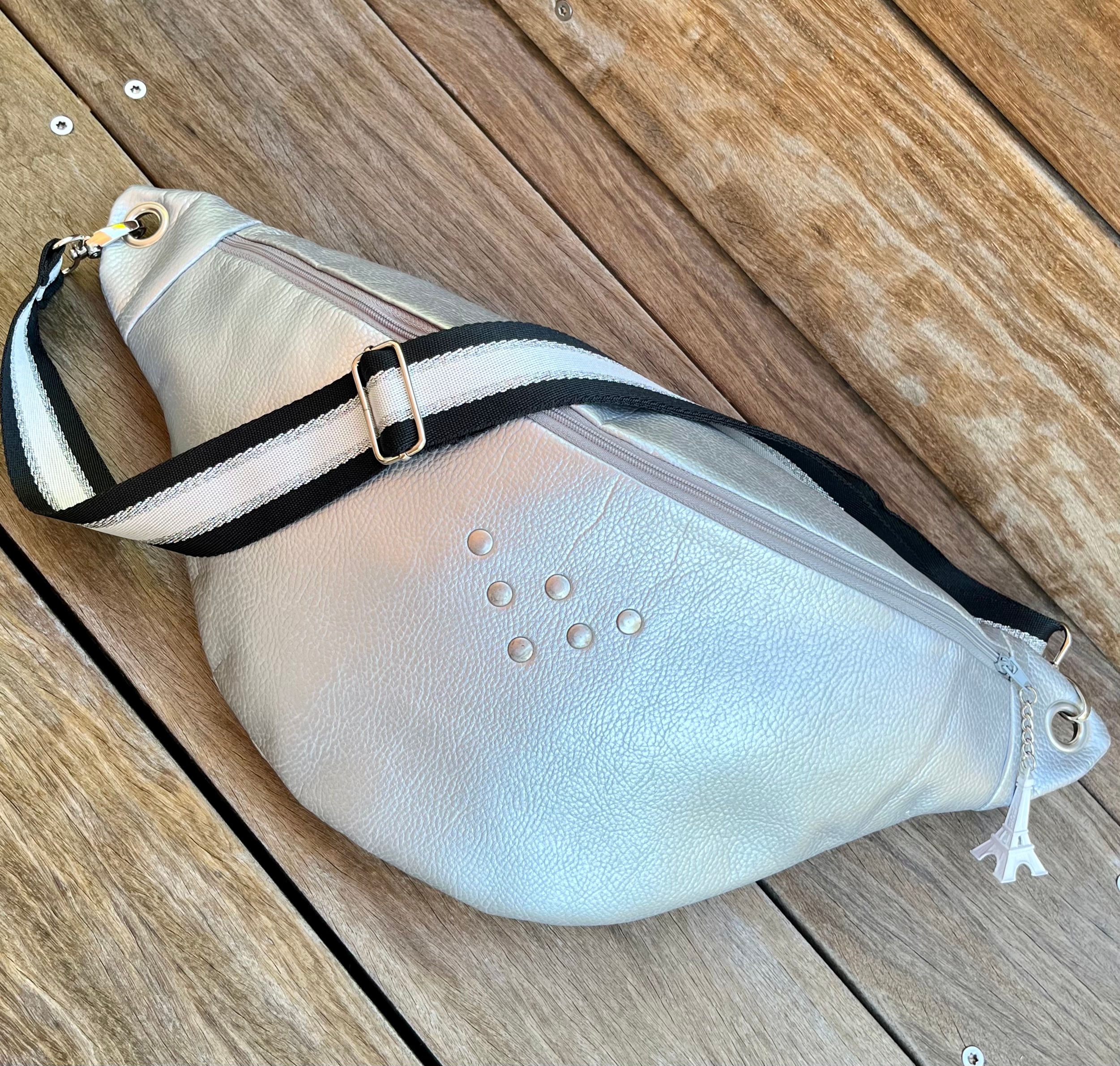 IDA - Sac banane - Simili cuir - Argenté