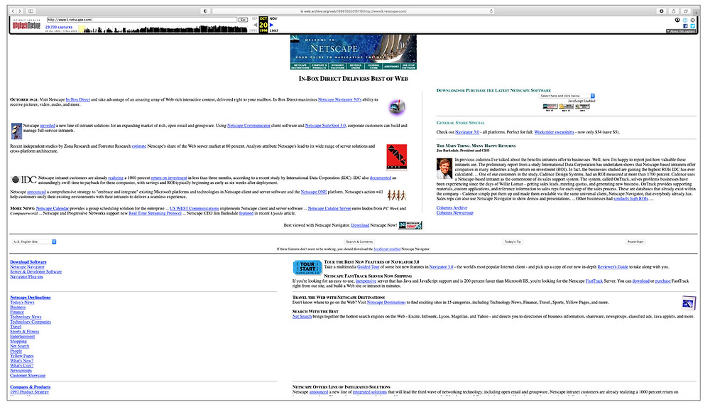 A Trip in the Wayback Machine Netscape 1996