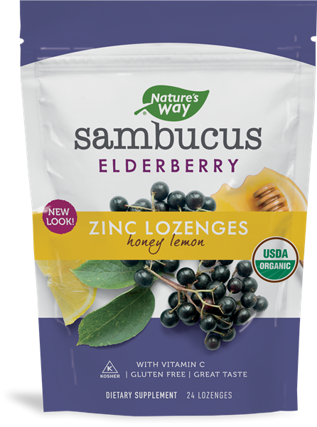 Nature's Way Sambucus Honey/Lemon Zinc 24 Lozenges