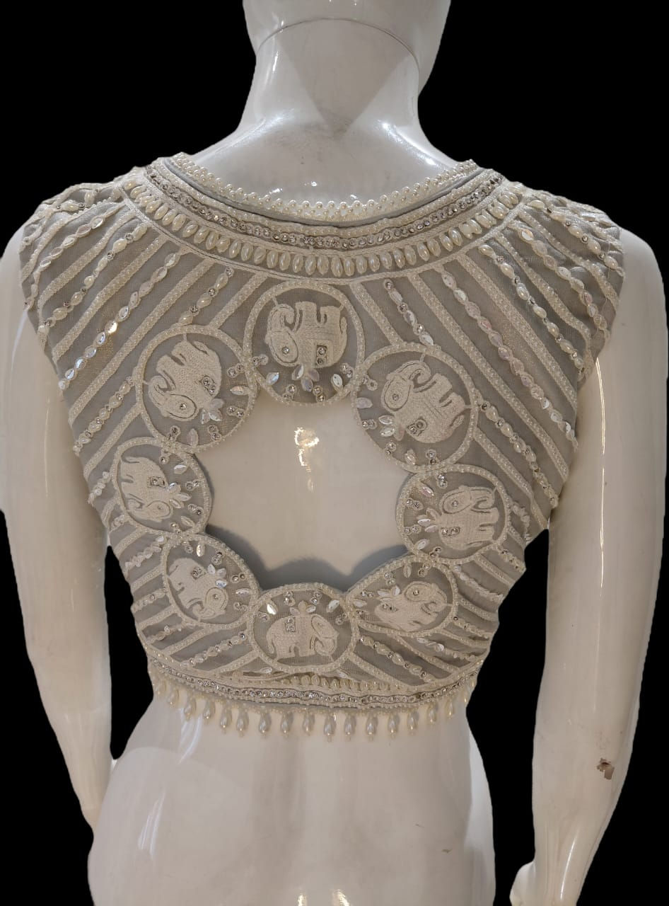Thumbnail: Ivory Embroidered Crop Top with Palazzo Set