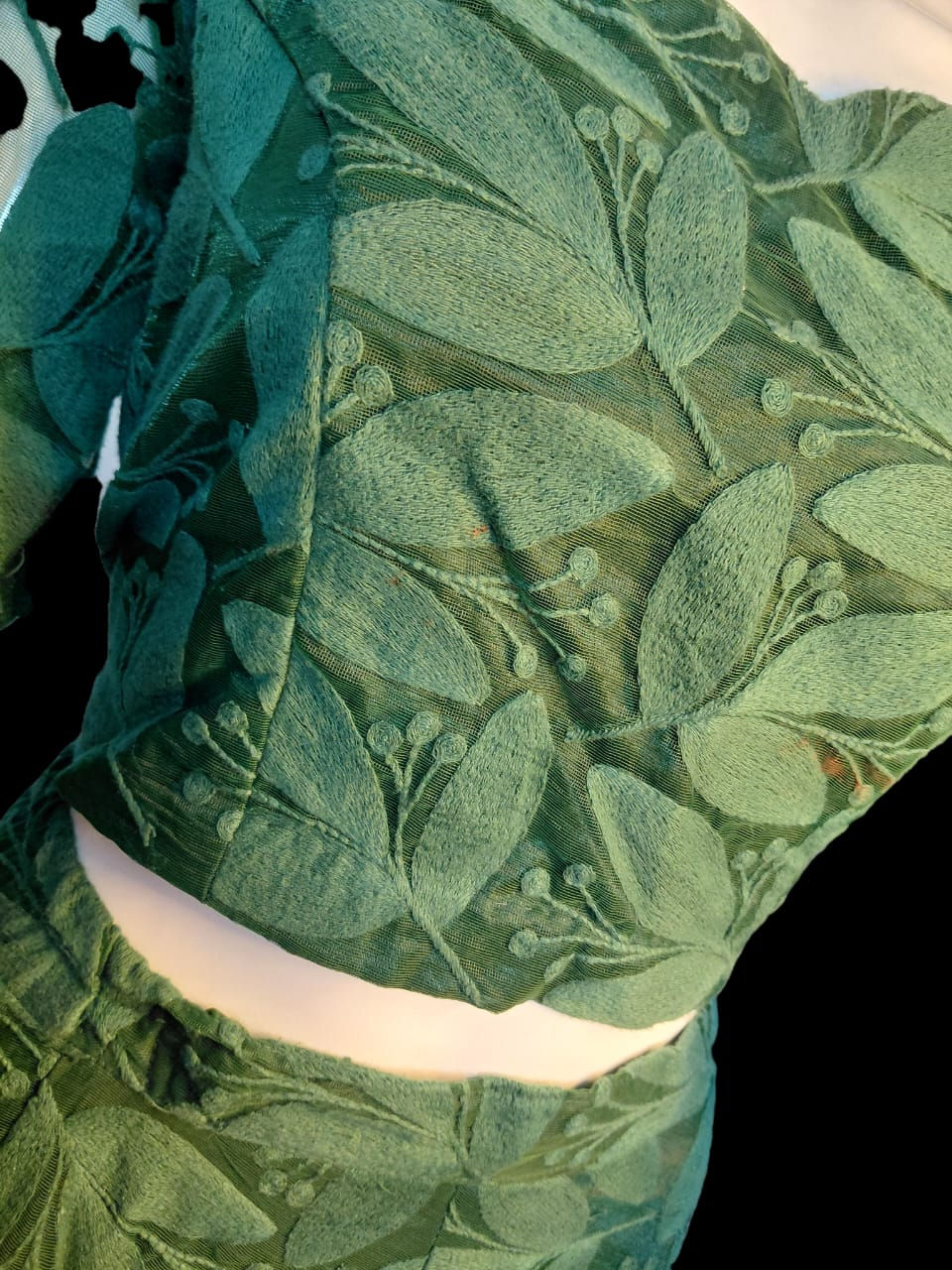 Thumbnail: 🌿 Elegant Green Leaf-Pattern Lehenga Choli Set 🌿