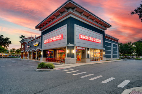Exterior Shot of Daves Hot Chicken showcasing the magical sunset
