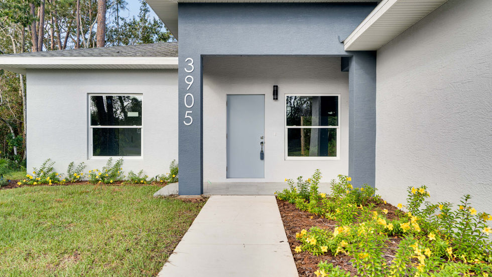 Blue and white exterior real estate photo