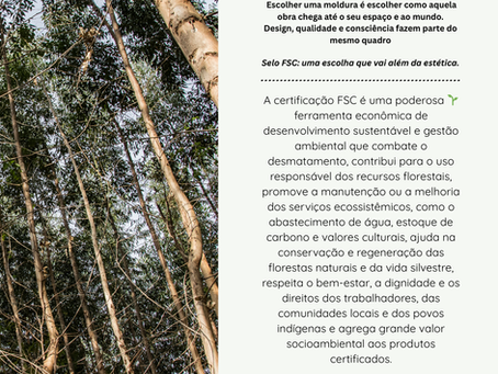 Na Klimt Arte, sustentabilidade não é discurso. É critério! Trabalhamos com molduras/insumos certificadas para entregar arte com qualidade, consciência e design atemporal. 🌿