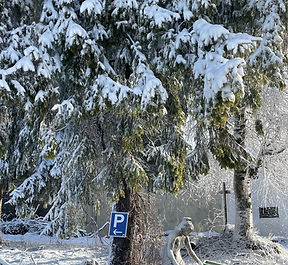 Podere Martina winery estate in winter snow Murazzano Alta Langa Italy