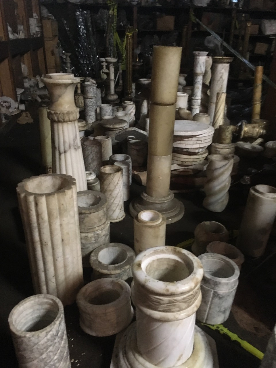 Italian Marble table tops, lamp bases, pots, and more.